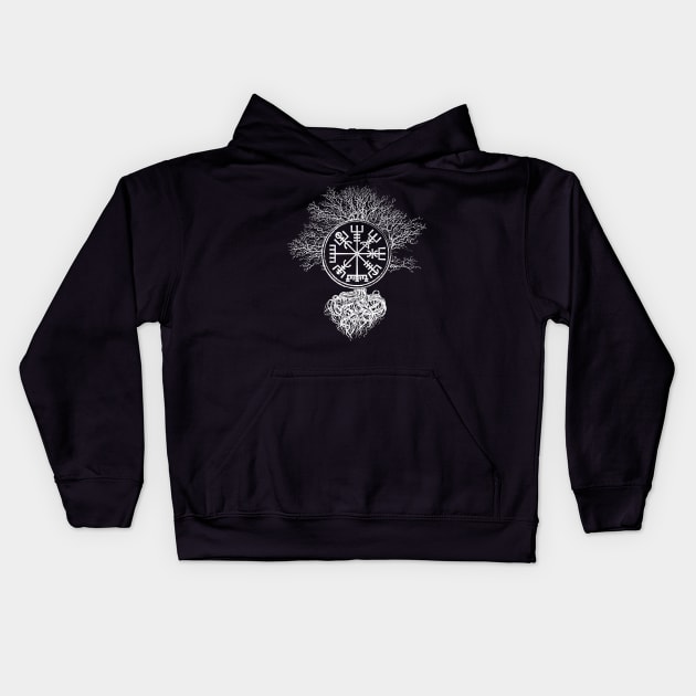 Vegvisir  and Tree of life  -Yggdrasil Kids Hoodie by Nartissima